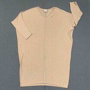 Nymphe V Neck Long Sleeve Oversized Tunic Dress Beige Tan Size Medium‎